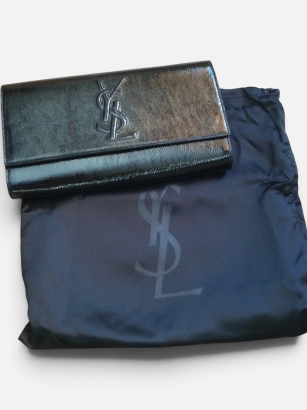 YSL Yves Saint Laurent Belle De Jour Black Leather Clutch